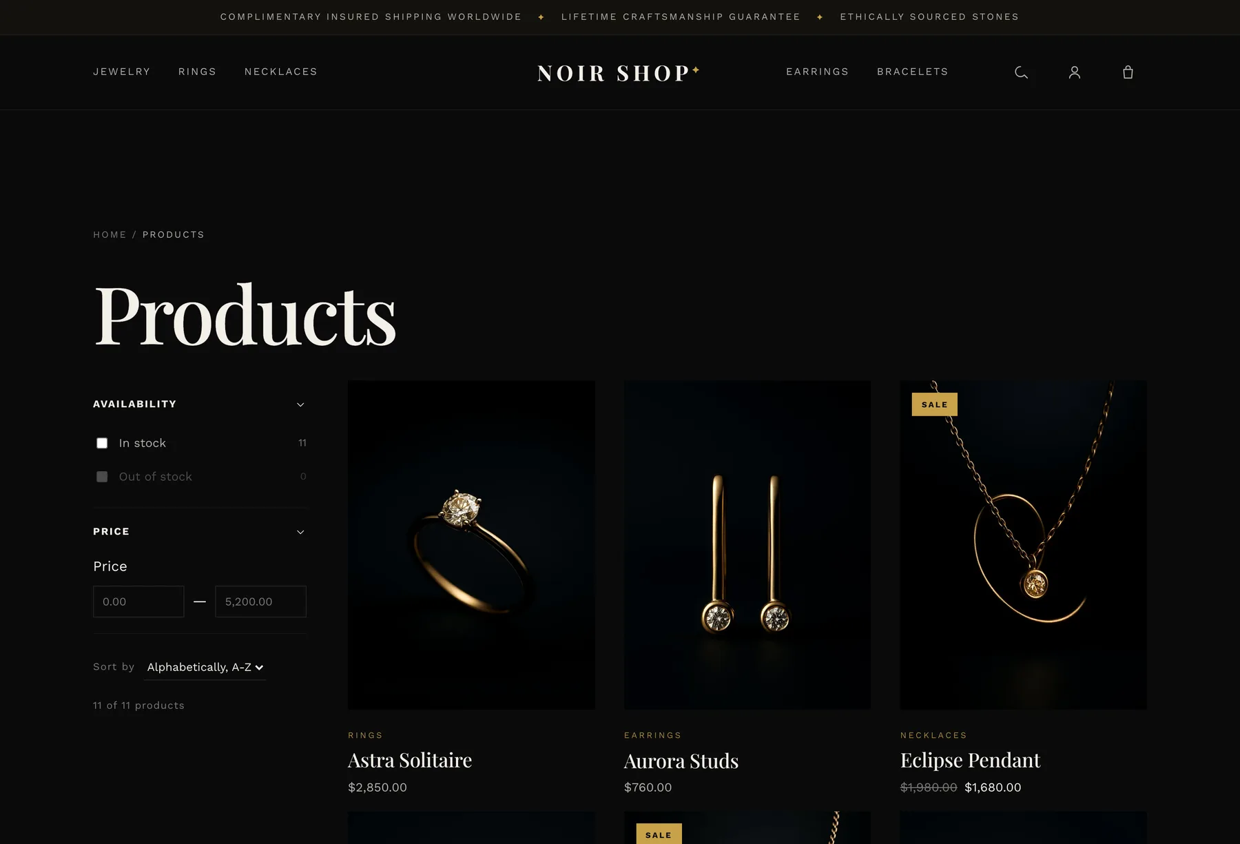 Collection — faceted filtering & predictive search